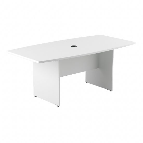 Picture of Bush Business Furniture 72inW x 36inD Boat-Shaped Conference Table With Wood Base, White, Standard Delivery