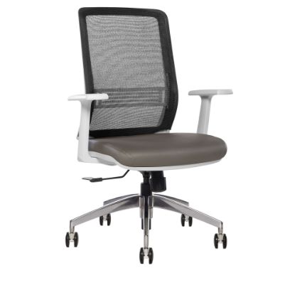 Picture of Sinfonia Sing Ergonomic Mesh/Fabric Mid-Back Task Chair With Antimicrobial Protection, Fixed T-Arms, Black/Gray/White