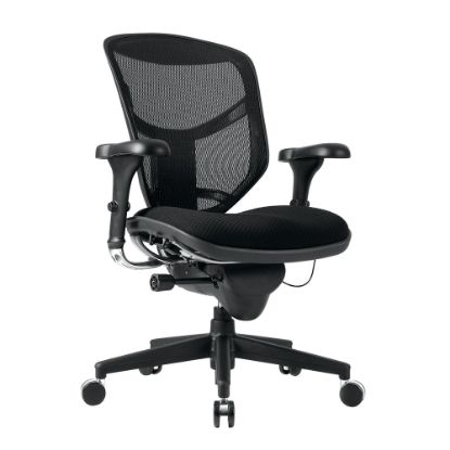 Picture of WorkPro Quantum 9000 Series Ergonomic Mesh/Premium Fabric Mid-Back Office Chair, Black/Black, BIFMA Compliant