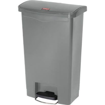 Picture of Rubbermaid Commercial Slim Jim 13G Front Step Container - Step-on Opening - 13.21 gal Capacity - Durable, Damage Resistant, Smooth, Easy to Clean, Contoured Edge - Plastic, Resin - Gray - 1 Each