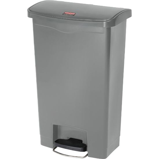 Picture of Rubbermaid Commercial Slim Jim 13G Front Step Container - Step-on Opening - 13.21 gal Capacity - Durable, Damage Resistant, Smooth, Easy to Clean, Contoured Edge - Plastic, Resin - Gray - 1 Each