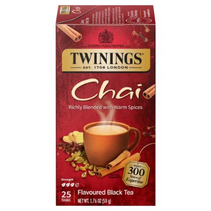 Picture of Twinings of London Chai Tea Bags, 1.76 Oz, Carton Of 25