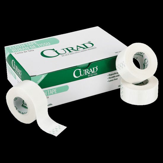 Picture of CURAD Cloth Silk Adhesive Tape, 2in x 10 Yd., 6 rolls/box White