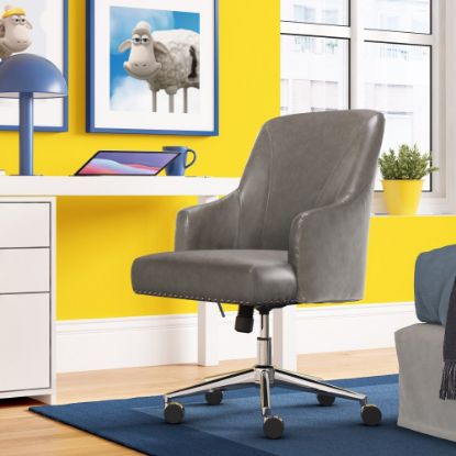 Picture of Serta Leighton Home Bonded Leather Mid-Back Office Chair, Gray/Chrome