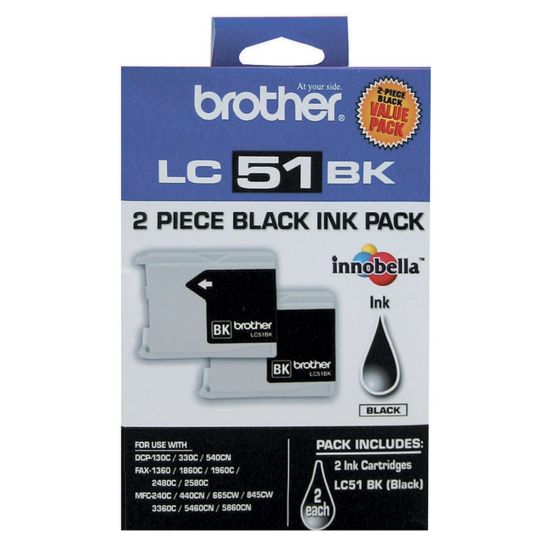 Picture of Brother LC51 Black Ink Cartridges, Pack Of 2, LC512PKS