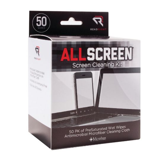 Picture of Advantus Read/Right Screen Cleaning Kit - For Display Screen - Alcohol-free, Ammonia-free, Reusable, Antimicrobial, Anti-bacterial, Prevents Germs - MicroFiber - 50 / Box - Assorted