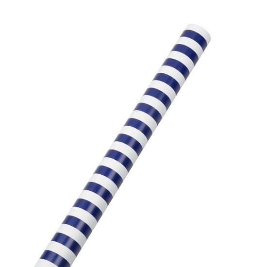 Picture of JAM Paper Wrapping Paper, Striped, 25 Sq Ft, Blue & White