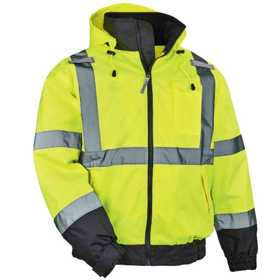 Picture of Ergodyne GloWear 8379 Type R Class 3 High-Visibility Fleece-Lined Thermal Bomber Jacket, 4X, Lime