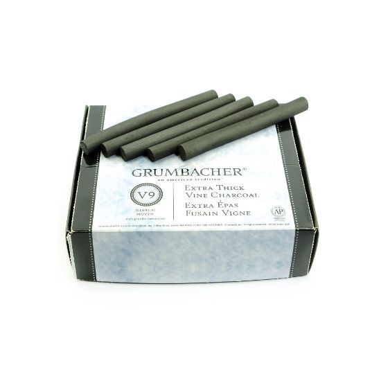 Picture of Grumbacher Artists Charcoal Sticks, Jumbo Vine, Medium, Black, Box Of 25