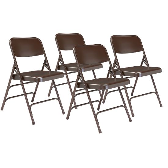 Picture of National Public Seating 300 Series Steel Folding Chairs, Brown, Set Of 4 Chairs