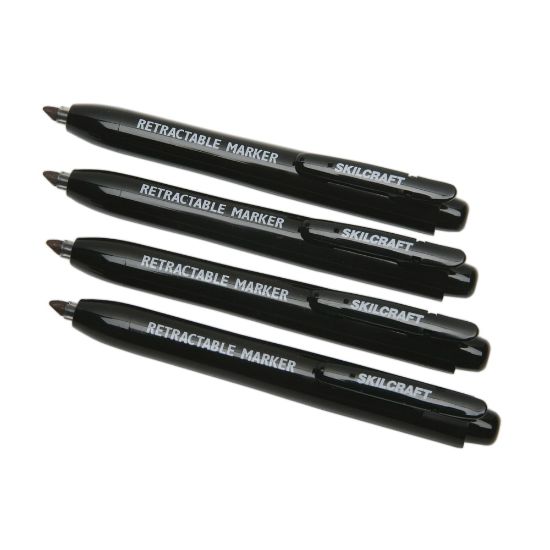 Picture of Retractable Markers, Chisel Tip, Black (AbilityOne 7520-01-555-0297)