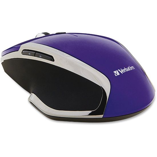 Picture of Verbatim Wireless USB Notebook 6-Button Deluxe Blue LED Mouse, Purple