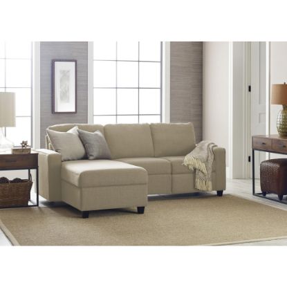 Picture of Serta Palisades Reclining Sectional With Storage Chaise, Left, Beige/Espresso