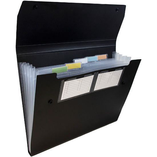 Picture of JAM Paper Plastic 6-Pocket Expanding Folder, 1-1/2in Expansion, 9in x 13in, Black