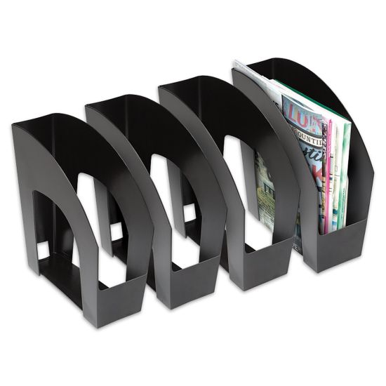 Picture of Office Depot Brand Arched Plastic Magazine Files, Pack Of 4, Black