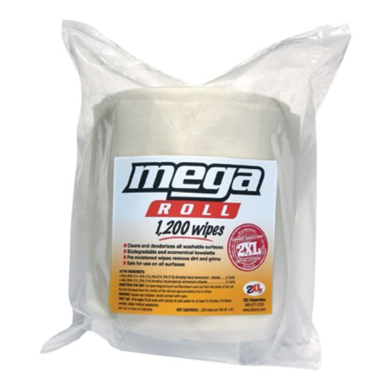 Picture of 2XL Mega Roll Wipes Refill - 1200 / Roll - 2 / Carton - Phenol-free, Alcohol-free, Bleach-free, Perforated - White