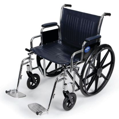 Picture of Medline Extra-Wide Wheelchair, Swing Away, 24in Seat, Navy/Chrome