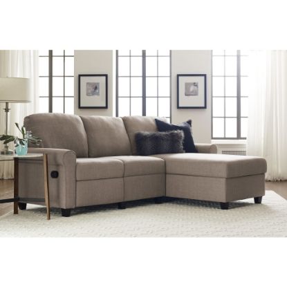 Picture of Serta Copenhagen Reclining Sectional With Storage Chaise, Right, Warm Oatmeal/Espresso