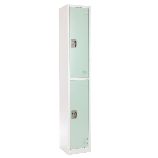 Picture of Alpine 2-Tier Steel Lockers, 72inH x 15inW x 15inD, Misty Green, Set Of 2 Lockers