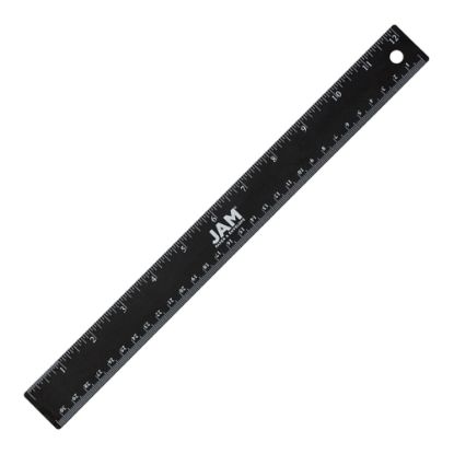 Picture of JAM Paper Non-Skid Stainless-Steel Ruler, 12in, Black