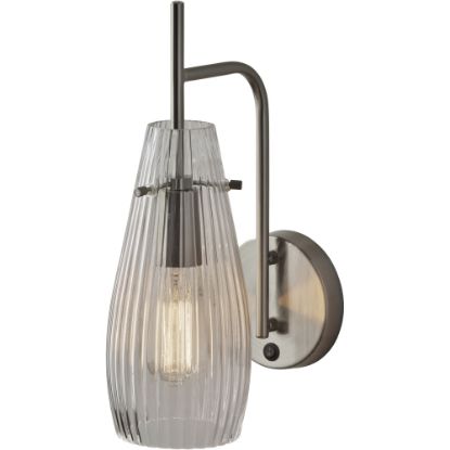 Picture of Adesso Layla Wall Lamp, 14-3/4inH x 5inW, Clear Shade/Brushed Silver Base