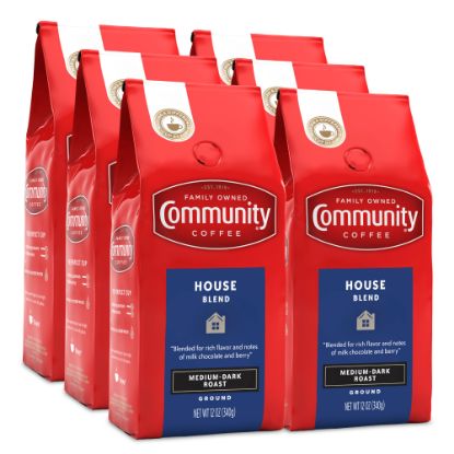 Picture of Community Coffee Arabica Ground Coffee, House Blend, 12 Oz Per Bag, Carton Of 6 Bags