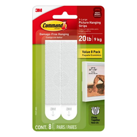 Picture of Command Picture Hanging Strips, 8 Pairs (16 Command Strips), Damage Free, Use to Hang Dorm Decorations