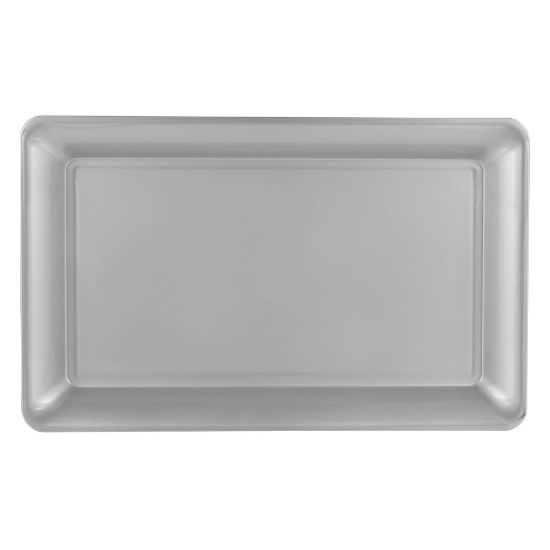 Picture of Amscan Plastic Rectangular Trays, 11in x 18in, Silver, Pack Of 4 Trays