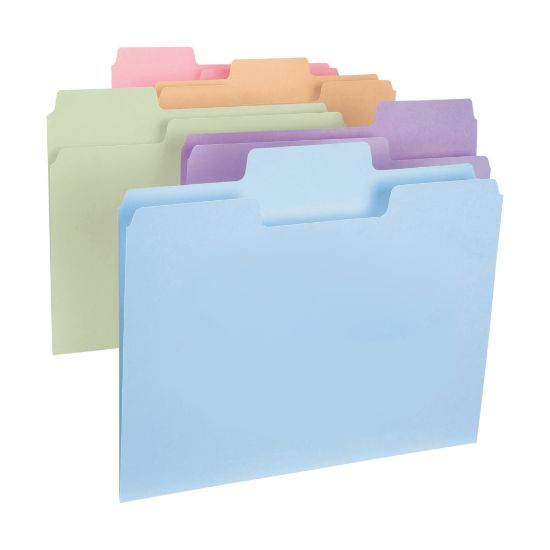 Picture of Smead SuperTab File Folders, Letter Size, 1/3 Cut, Assorted Pastel Colors, Box Of 100