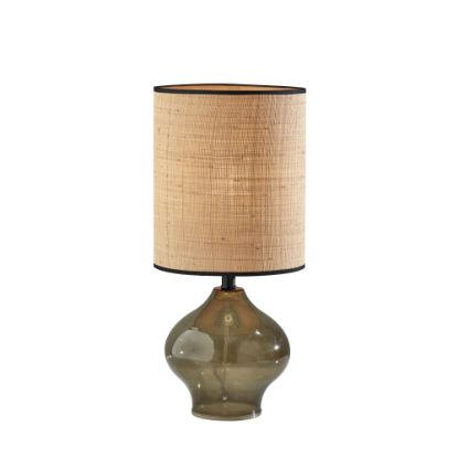 Picture of Adesso Emma Table Lamp, 22-1/4inH, Rattan Shade/Dark Green Base