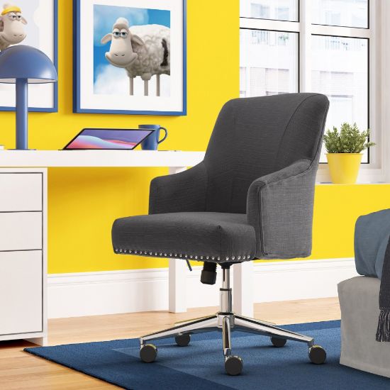 Picture of Serta Leighton Home Mid-Back Office Chair, Twill Fabric, Graphite/Chrome