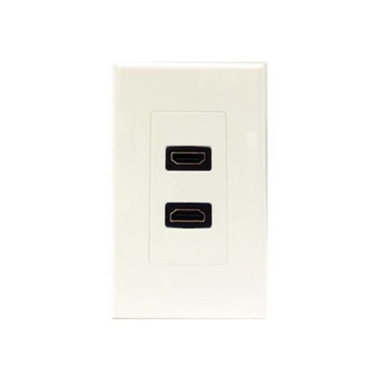 Picture of 4XEM 2 Port/Outlet Female HDMI Wall Plate (White) - 1-gang - White - 2 x HDMI Port(s)