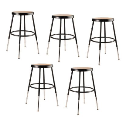 Picture of National Public Seating Adjustable Hardboard Stools, 19in- 27inH, Black, Set of 5