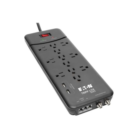 Picture of Tripp Lite Protect It! TLP128TTUSBB 12-Outlet Surge Protector with 2 USB Ports, 8' Cord Length, Black