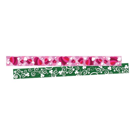 Picture of Barker Creek Double-Sided Border Strips, 3in x 35in, Hearts And Clover, Set Of 24