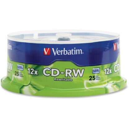 Picture of Verbatim CD-RW 700MB 4X-12X High Speed Discs With Branded Surface, Spindle Of 25