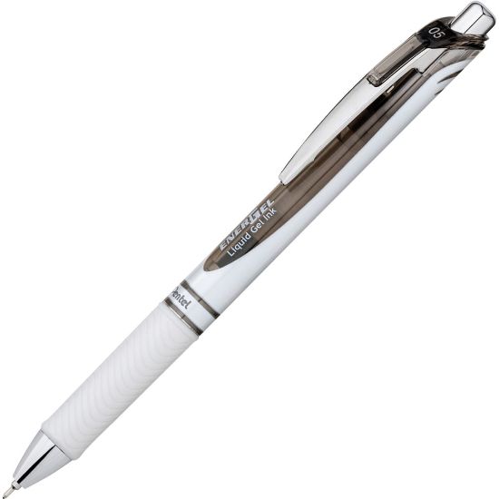 Picture of Pentel EnerGel Pearl Retractable Liquid Gel Pen, Fine Point, 0.5 mm, Pearl White Barrel, Black Ink