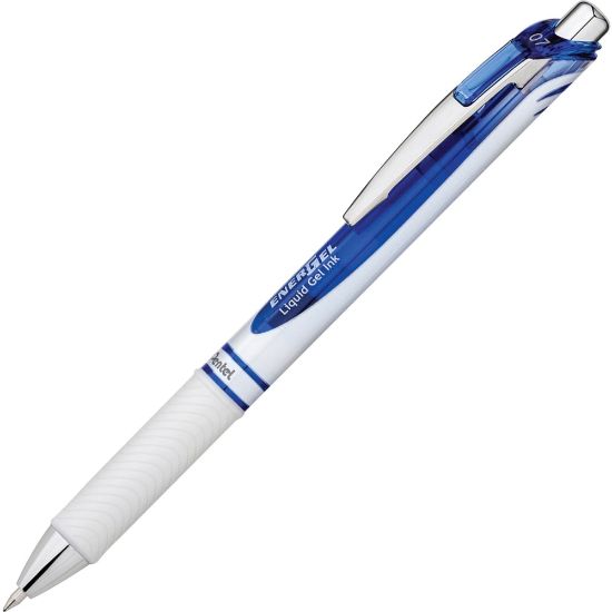 Picture of Pentel EnerGel Pearl Retractable Liquid Gel Pen, Medium Point, 0.7 mm, Pearl White Barrel, Blue Ink