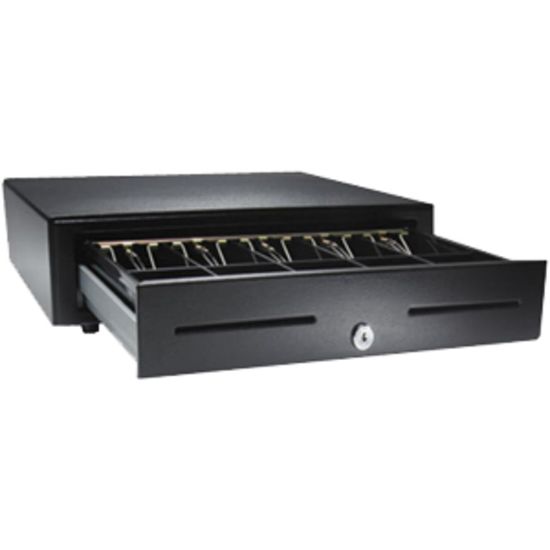 Picture of apg Genesis Cash Drawer - USD 5 Bill - 5 Coin - 2 Media Slot - Stainless Steel, Plastic - Black - 4.3in Height x 16.2in Width x 18.3in Depth