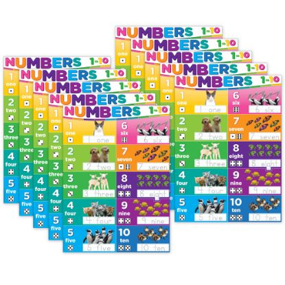 Picture of Ashley Productions Smart Poly PosterMat Pals Space Savers, 13in x 9-1/2in, Numbers 1-10, Pack Of 10 Pieces