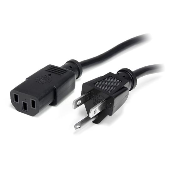 Picture of StarTech.com 12ft (3.6m) Computer Power Cord, NEMA 5-15P to C13, 10A 125V 18AWG, Black Replacement AC PC Power Cord TV/Monitor Power Cable