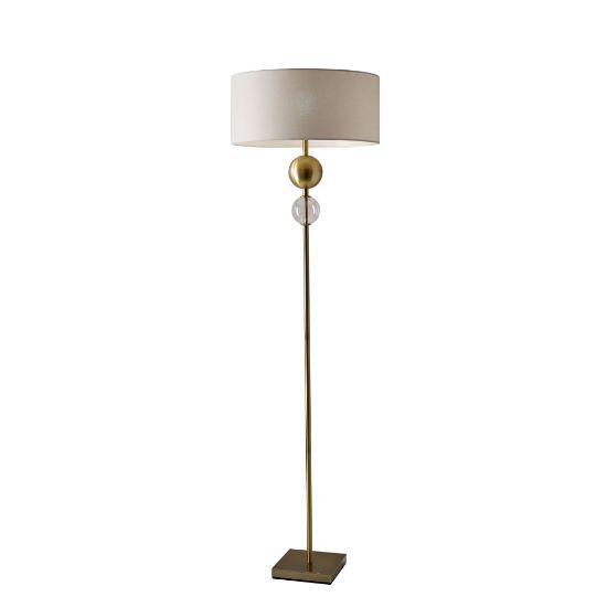 Picture of Adesso Chloe Floor Lamp, 69inH, Off-White Shade/Antique Brass Base