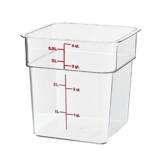 Picture of Cambro Food Storage Container, 7 3/8inH x 7 1/4inW x 7 1/4inD, 4 Qt, Clear