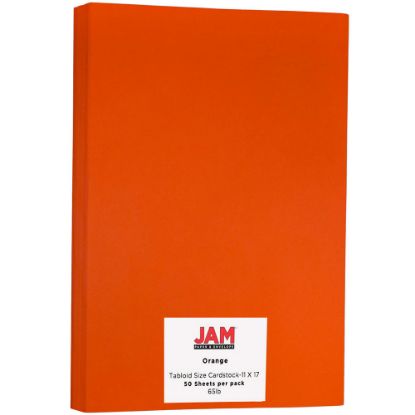 Picture of JAM Paper Card Stock, Orbit Orange, Ledger (11in x 17in), 65 Lb, 30% Recycled, Pack Of 50