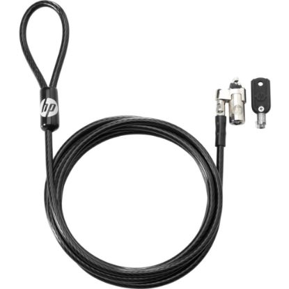 Picture of HP Keyed Cable Lock 10mm - Keyed Lock - Vinyl, Galvanized Steel - 6 ft - For Notebook, Docking Station, Projector, Desktop Computer, Printer