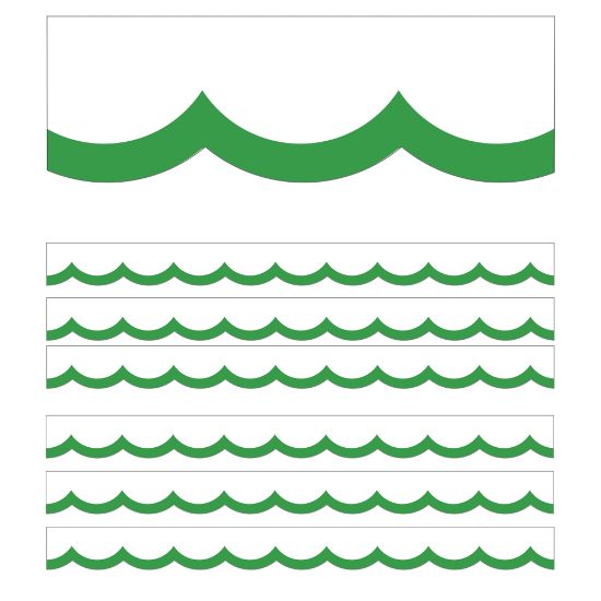 Picture of Carson Dellosa Education Scalloped Border, Schoolgirl Style Simply Boho Green & White Wavy Line, 39ft Per Pack, Set Of 6 Packs