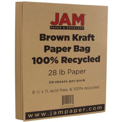 Picture of JAM Paper Color Multi-Use Printer & Copy Paper, Brown Kraft, Letter (8.5in x 11in), 50 Sheets Per Pack, 28 Lb