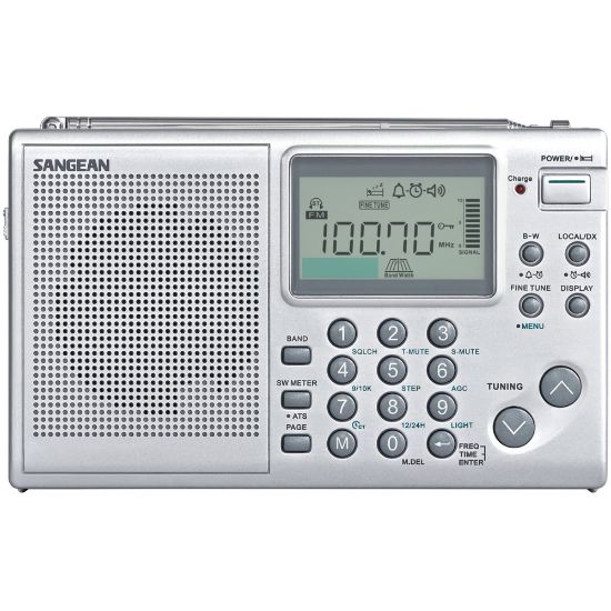 Picture of Sangean ATS-405 Radio Tuner - 36 x AM, 36 x FM - LCD Display - Cable - Headphone - 4 x AA - Desktop