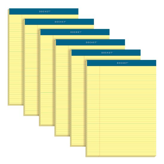 Picture of TOPS Double Docket Writing Pads, 8 1/2in x 11 3/4in, Narrow Ruled, 100 Sheets, Canary, Pack Of 6 Pads