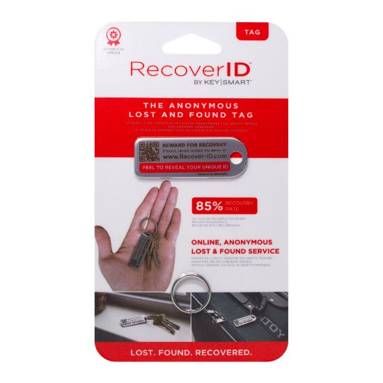 Picture of KeySmart RecoverID Lost & Found Recovery Tags, Silver, Set Of 6 Tags